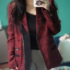 LUCKY BRAND Red Tweed Moto Jacket